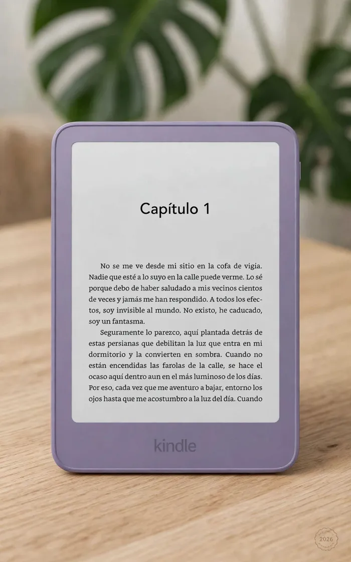 Kindle Morado Ube sobre una mesa
